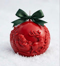 PALLA DI NATALE - Candela Decorativa Rossa con Slitta Babbo Natale e Renna