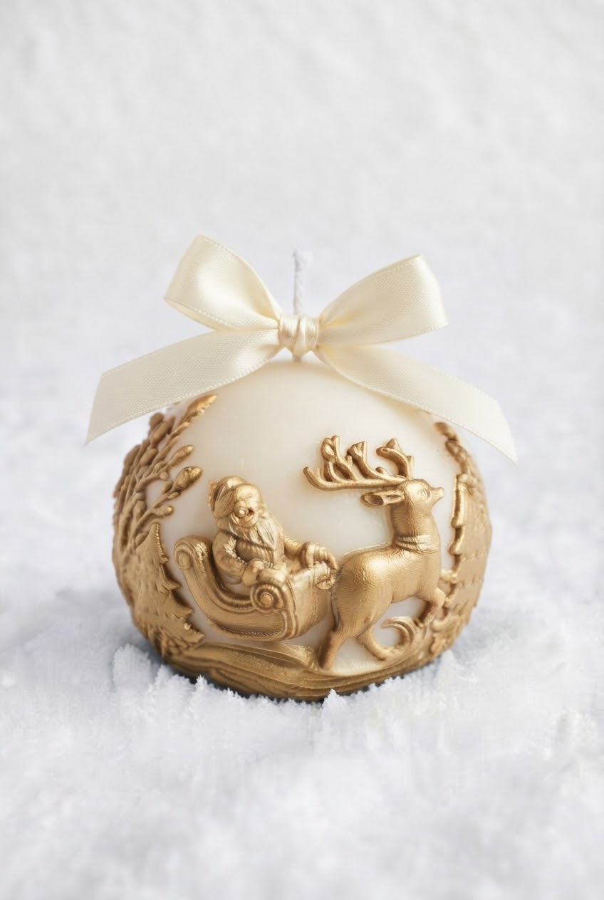 Palla di Natale Incantata - La Slitta di Babbo Natale | Edizione Oro Panna